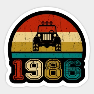 Vintage Jeep 1986 Birthday Jeep Gift Sticker